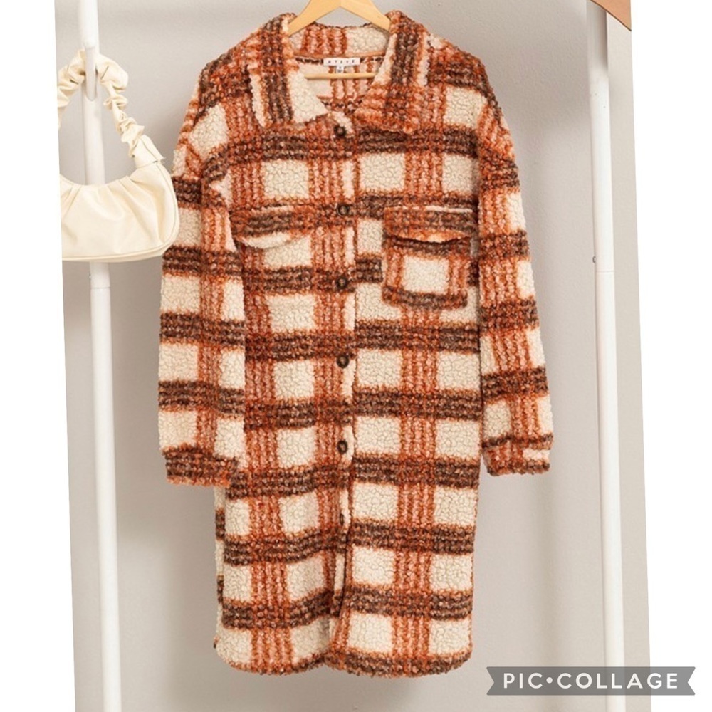Beautiful Fall Colors Plaid Midi Coat - Picture 4 of 5